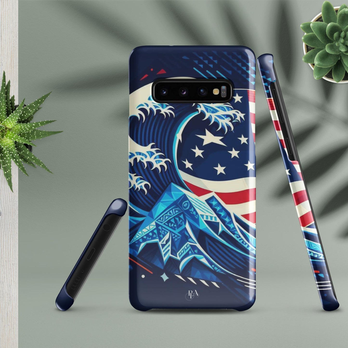 Tribal-designed Waves with Flag 1 Snap case for Samsung®