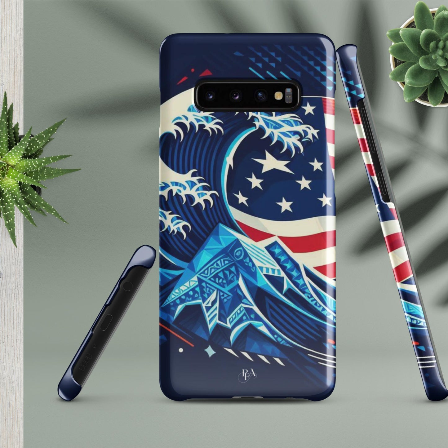 Tribal-designed Waves with Flag 1 Snap case for Samsung®