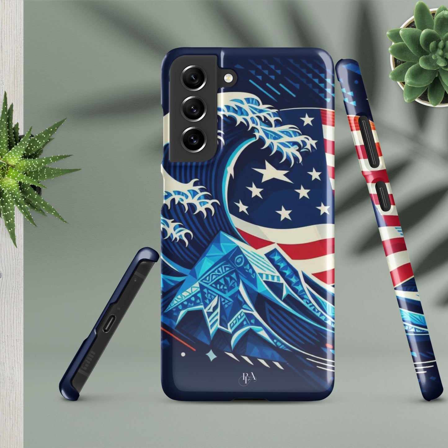 Tribal-designed Waves with Flag 1 Snap case for Samsung®