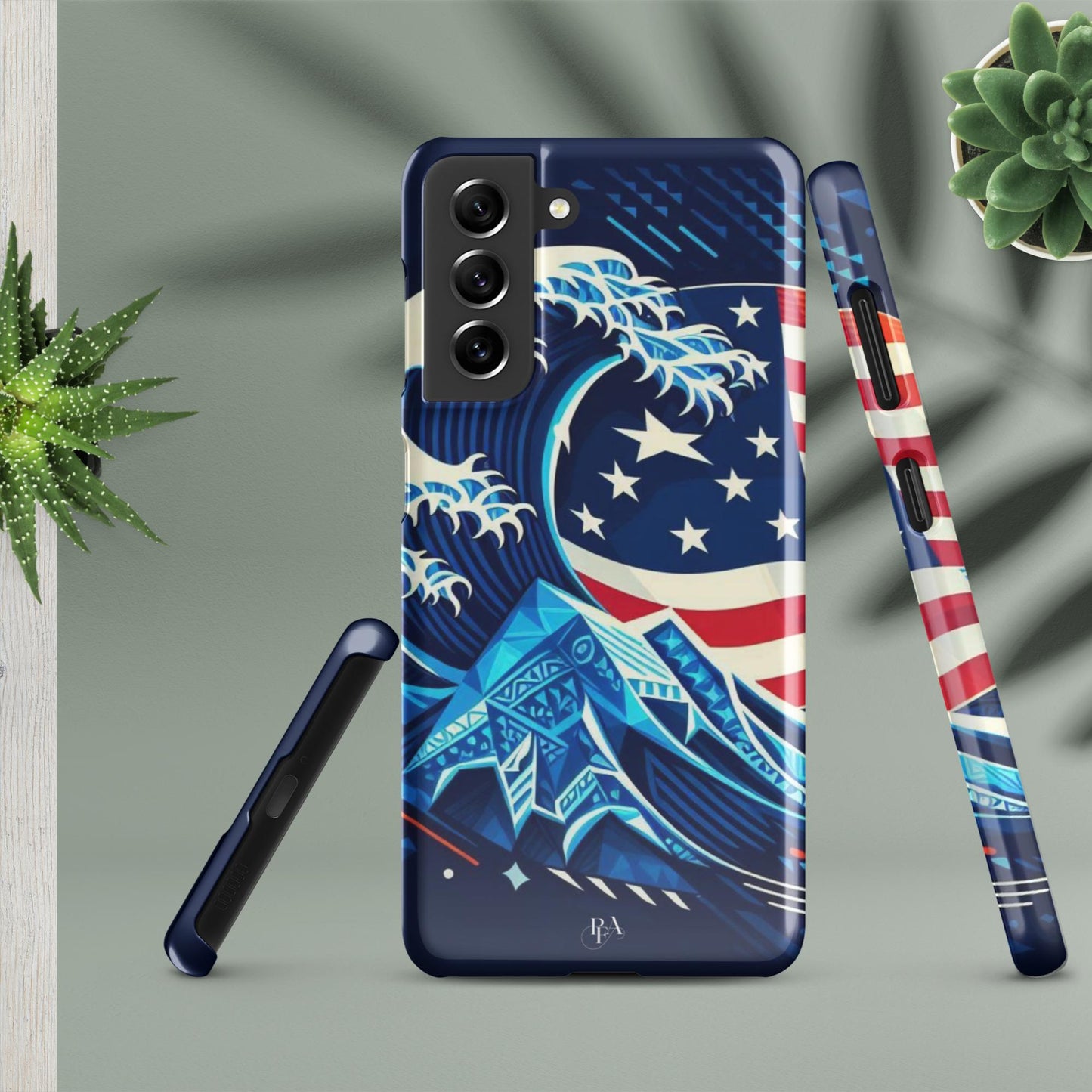 Tribal-designed Waves with Flag 1 Snap case for Samsung®