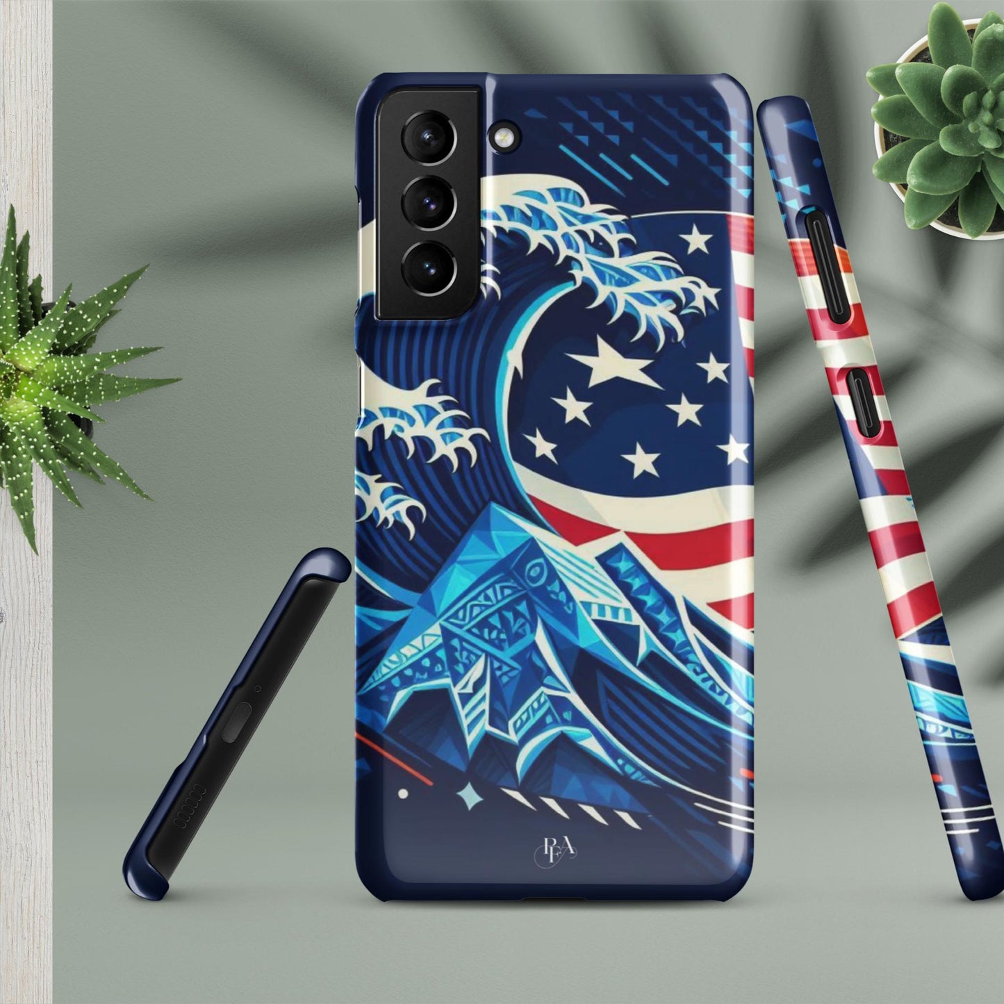 Tribal-designed Waves with Flag 1 Snap case for Samsung®