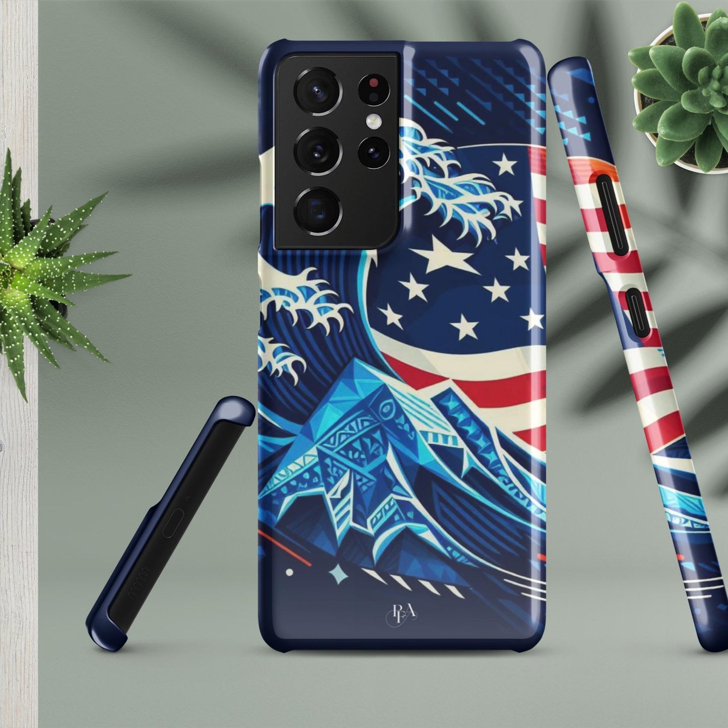 Tribal-designed Waves with Flag 1 Snap case for Samsung®