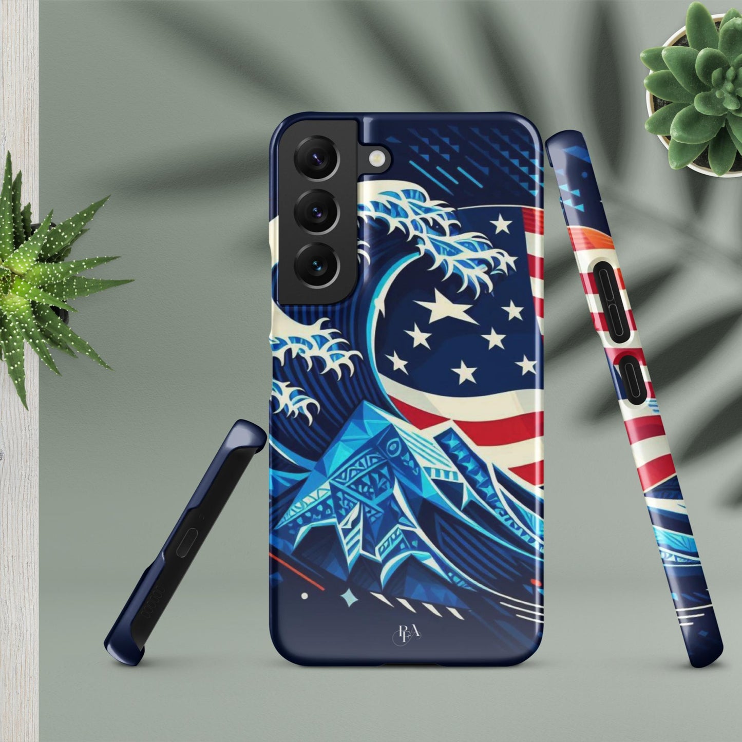 Tribal-designed Waves with Flag 1 Snap case for Samsung®