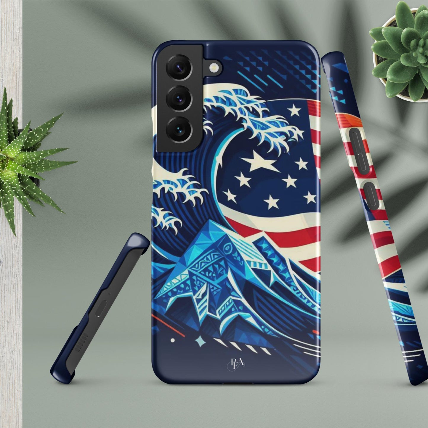 Tribal-designed Waves with Flag 1 Snap case for Samsung®