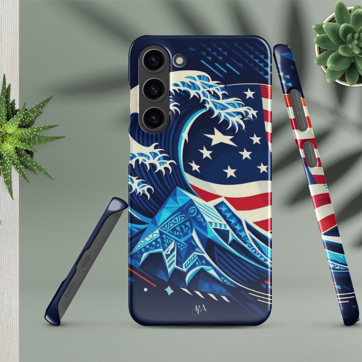 Tribal-designed Waves with Flag 1 Snap case for Samsung®