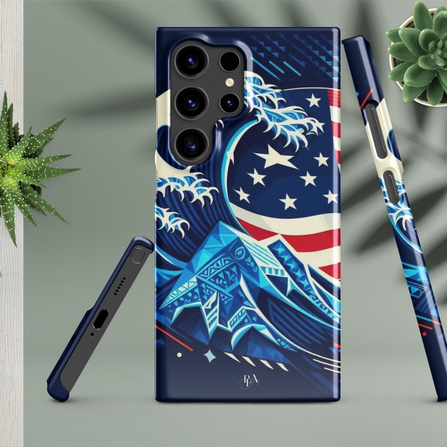 Tribal-designed Waves with Flag 1 Snap case for Samsung®