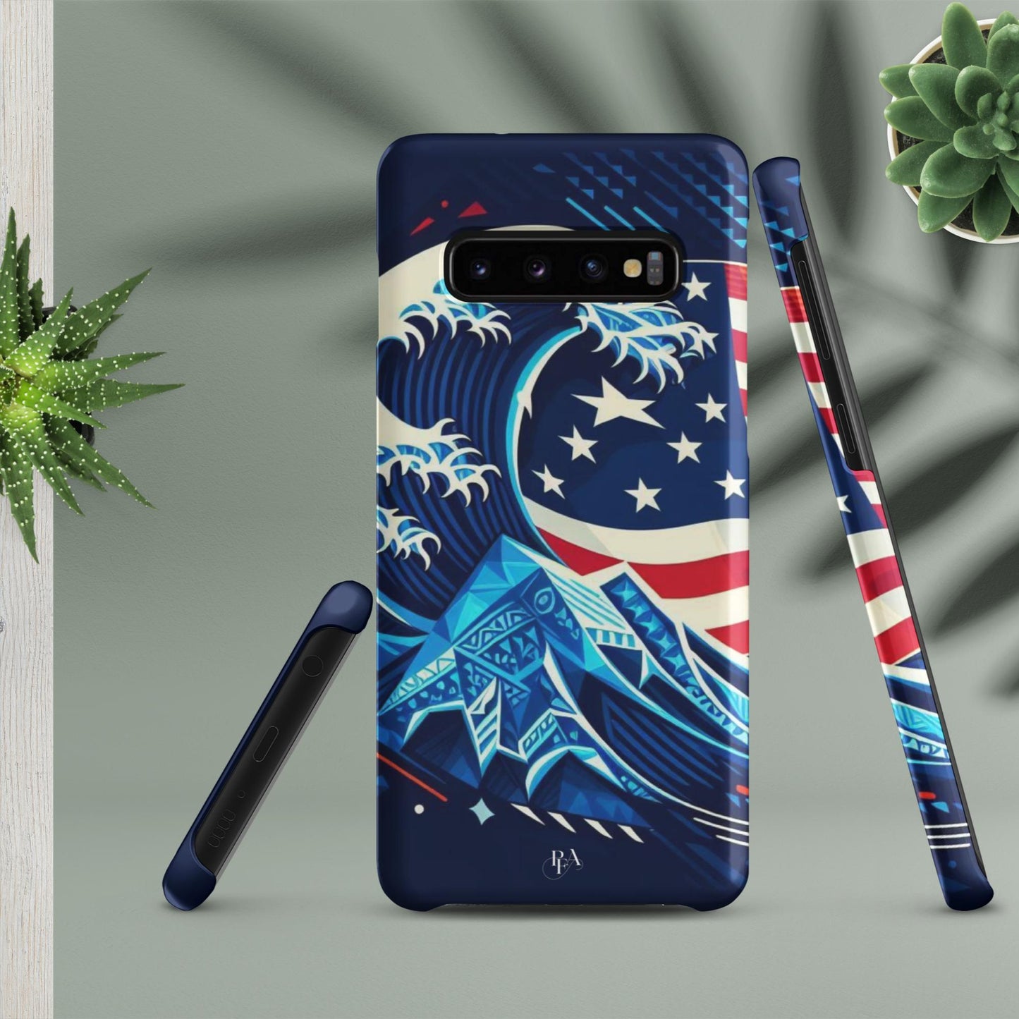 Tribal-designed Waves with Flag 1 Snap case for Samsung®