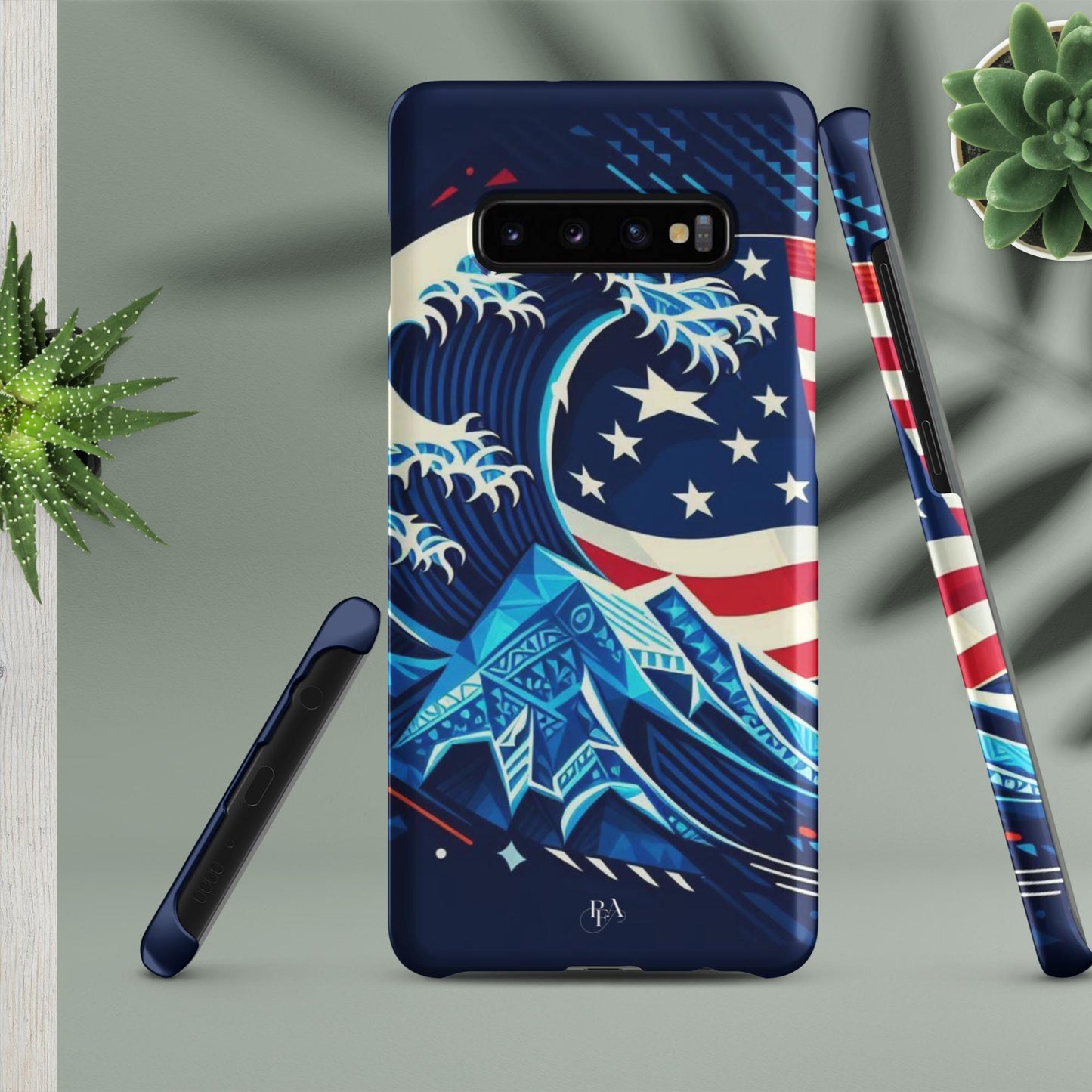 Tribal-designed Waves with Flag 1 Snap case for Samsung®