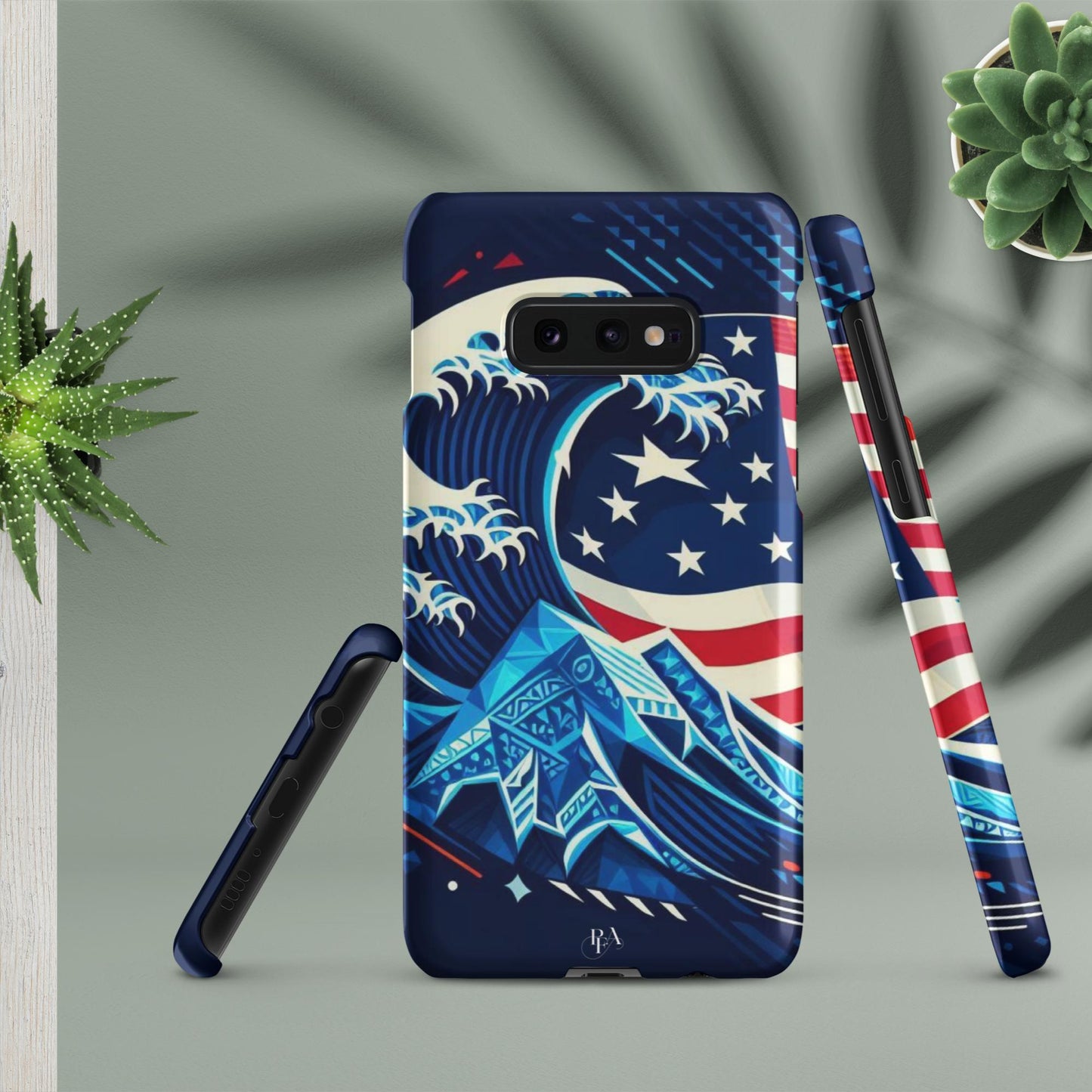 Tribal-designed Waves with Flag 1 Snap case for Samsung®