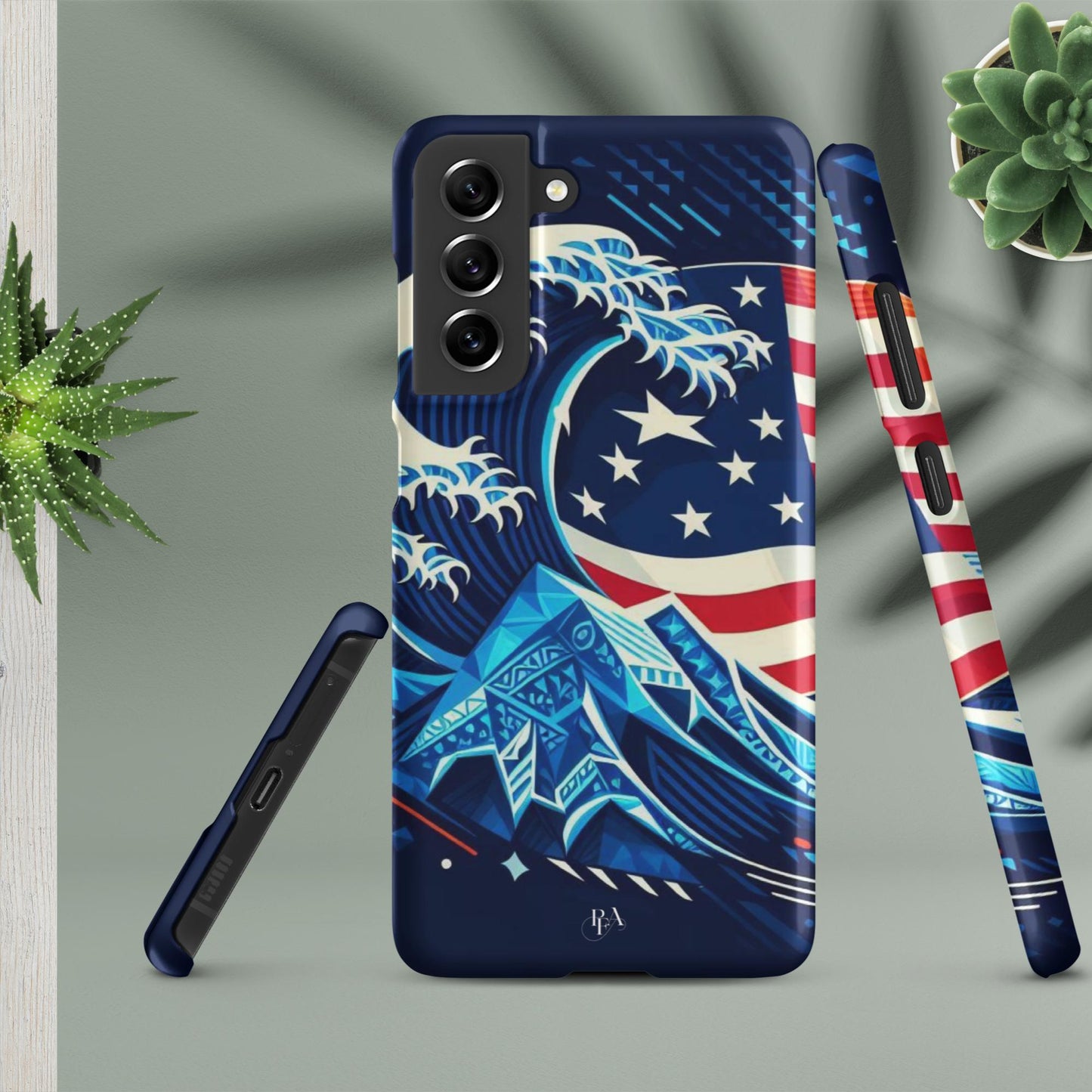 Tribal-designed Waves with Flag 1 Snap case for Samsung®