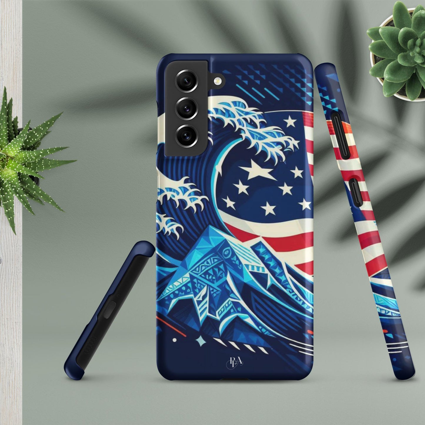 Tribal-designed Waves with Flag 1 Snap case for Samsung®