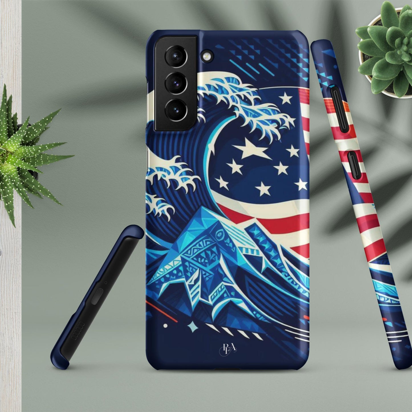 Tribal-designed Waves with Flag 1 Snap case for Samsung®