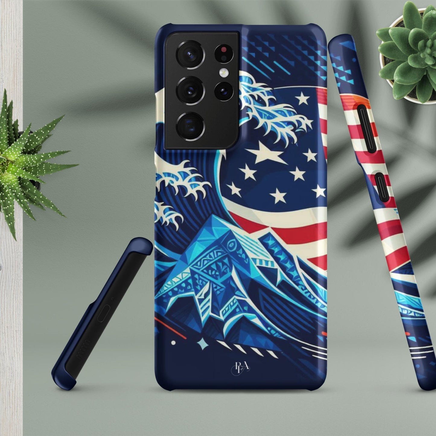 Tribal-designed Waves with Flag 1 Snap case for Samsung®