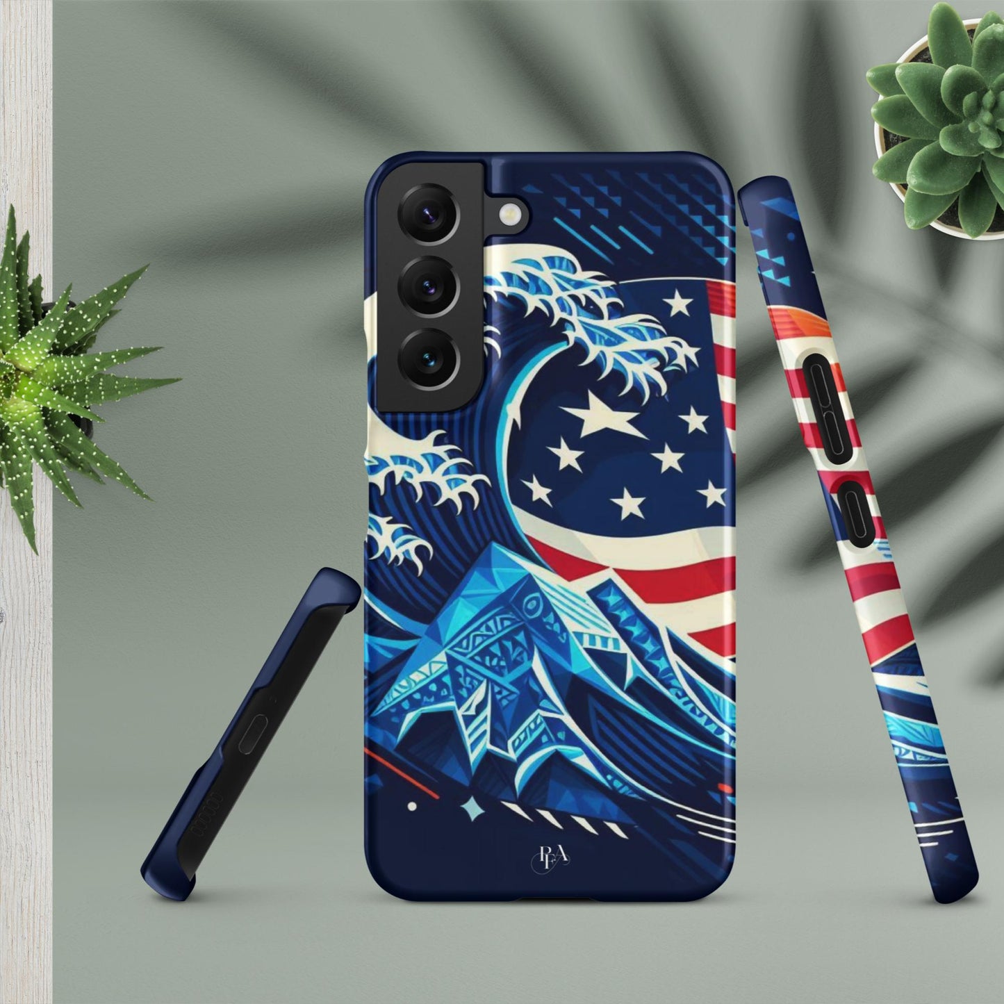 Tribal-designed Waves with Flag 1 Snap case for Samsung®