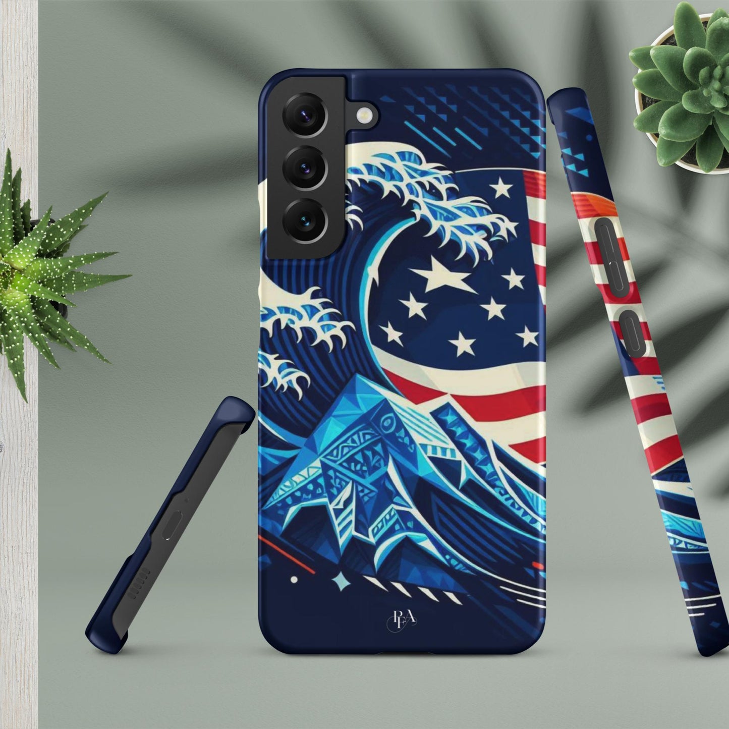 Tribal-designed Waves with Flag 1 Snap case for Samsung®