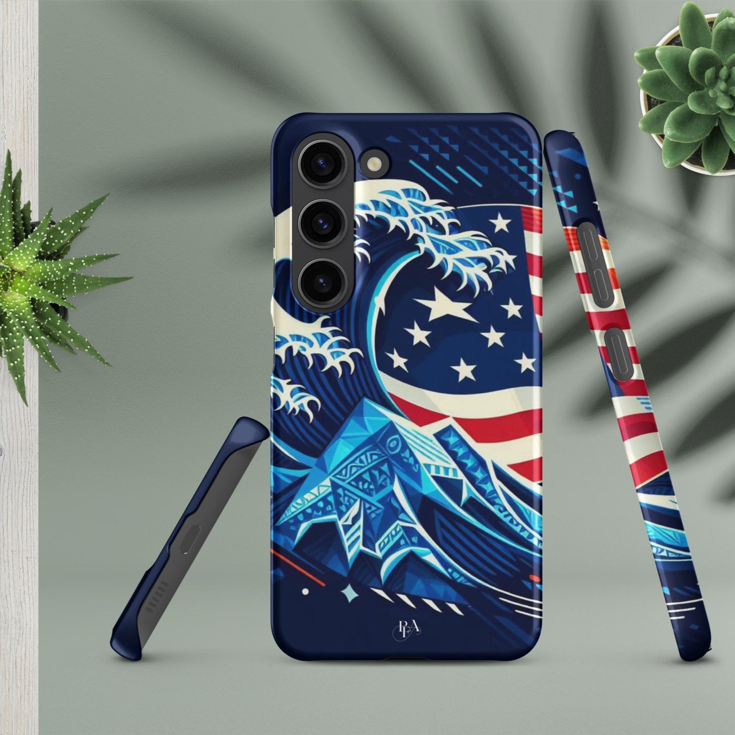 Tribal-designed Waves with Flag 1 Snap case for Samsung®