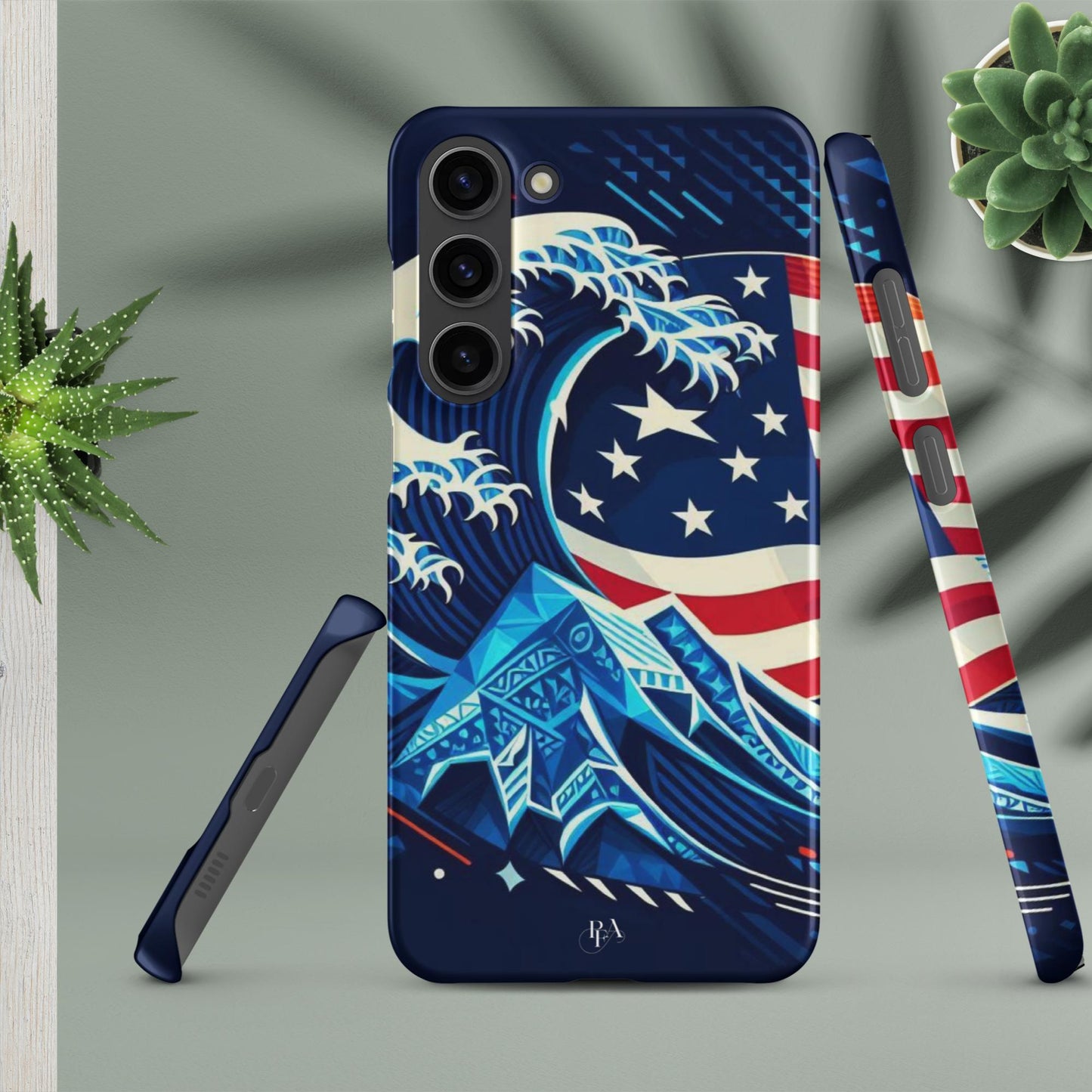 Tribal-designed Waves with Flag 1 Snap case for Samsung®