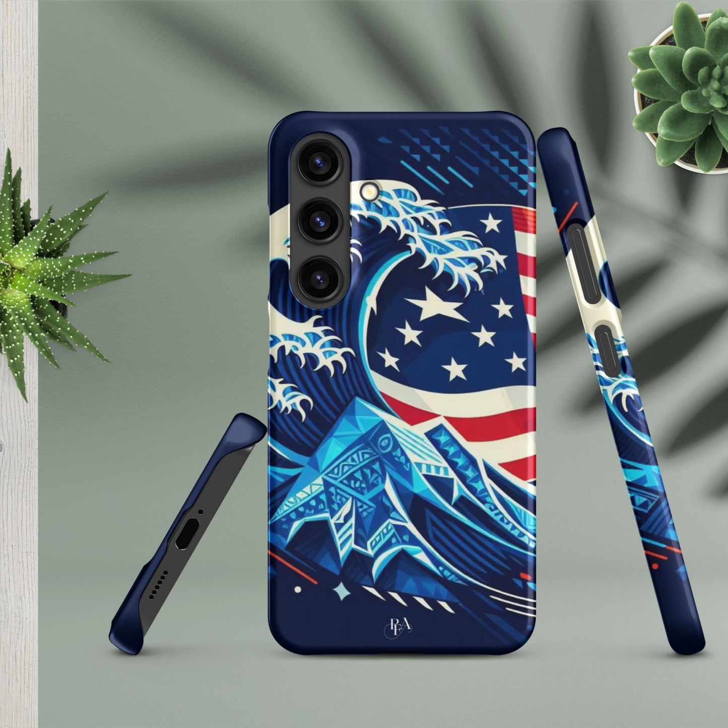 Tribal-designed Waves with Flag 1 Snap case for Samsung®