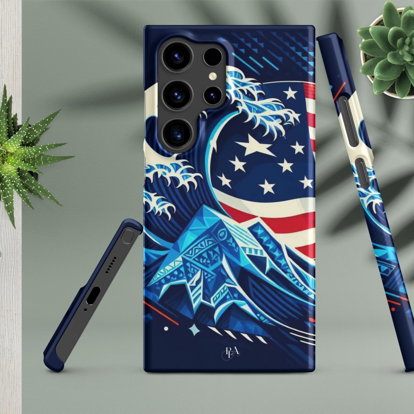 Tribal-designed Waves with Flag 1 Snap case for Samsung®