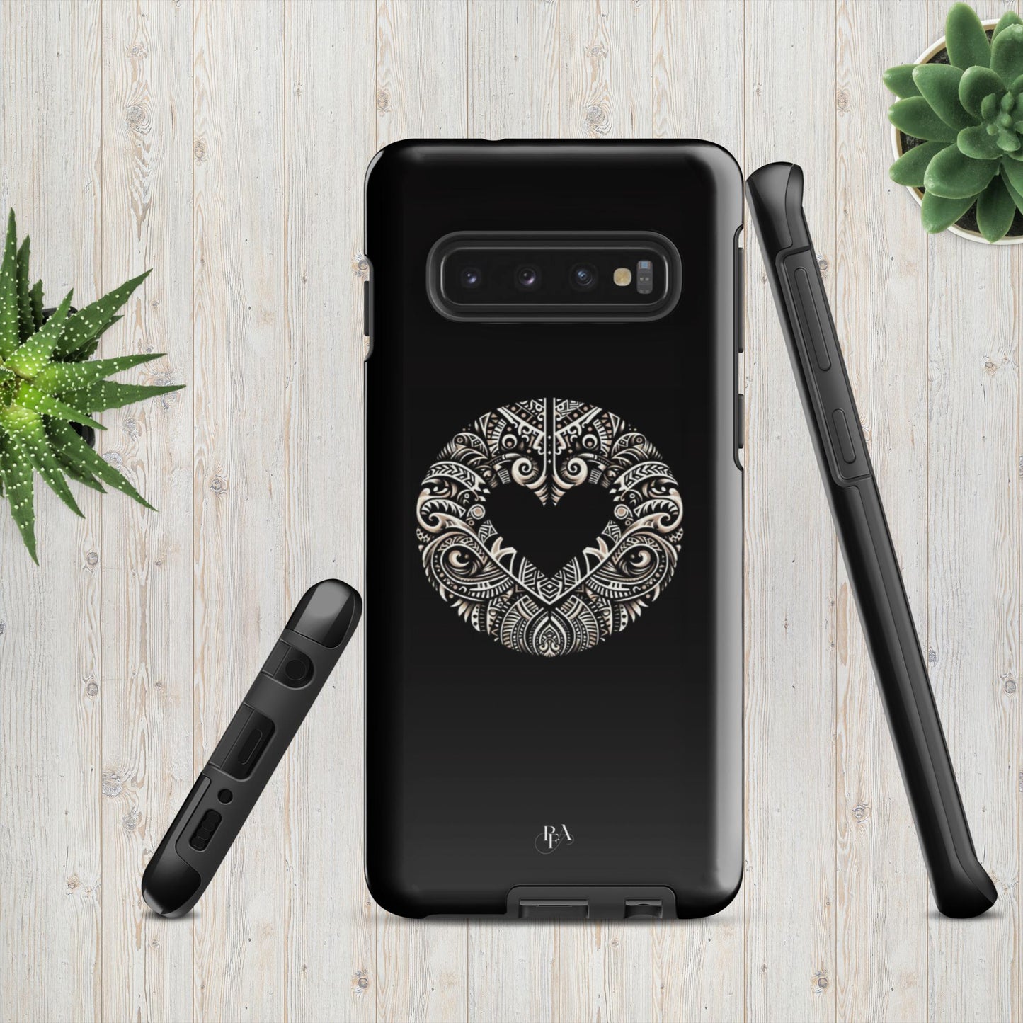 Black Heart- Shaped Poly-designed Tough case for Samsung®