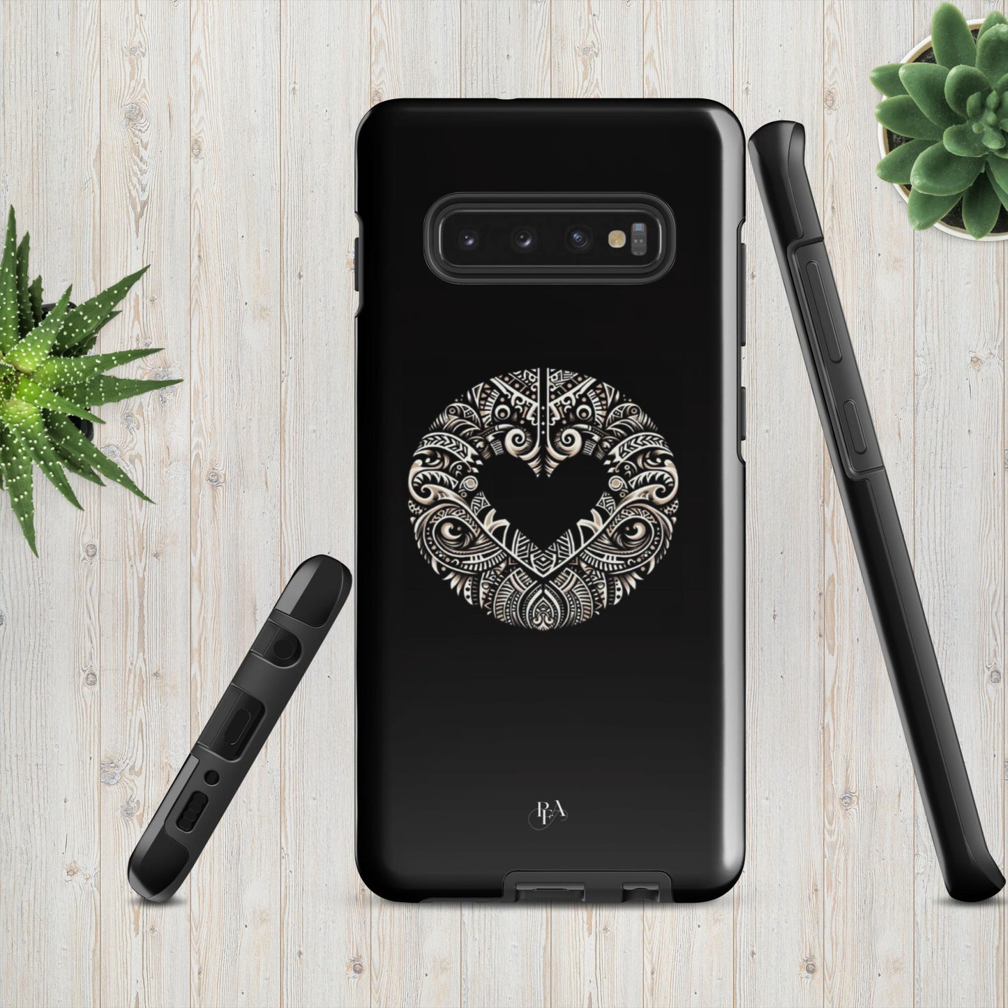 Black Heart- Shaped Poly-designed Tough case for Samsung®