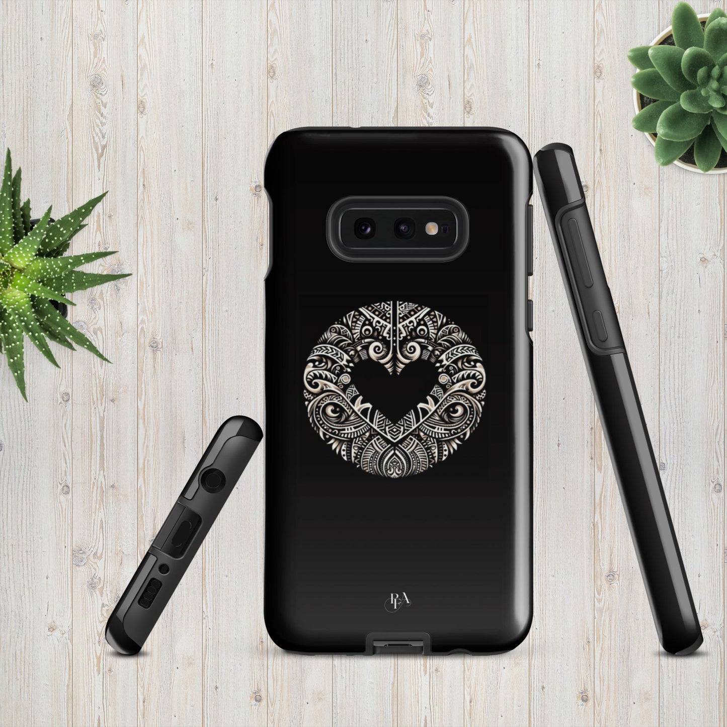 Black Heart- Shaped Poly-designed Tough case for Samsung®