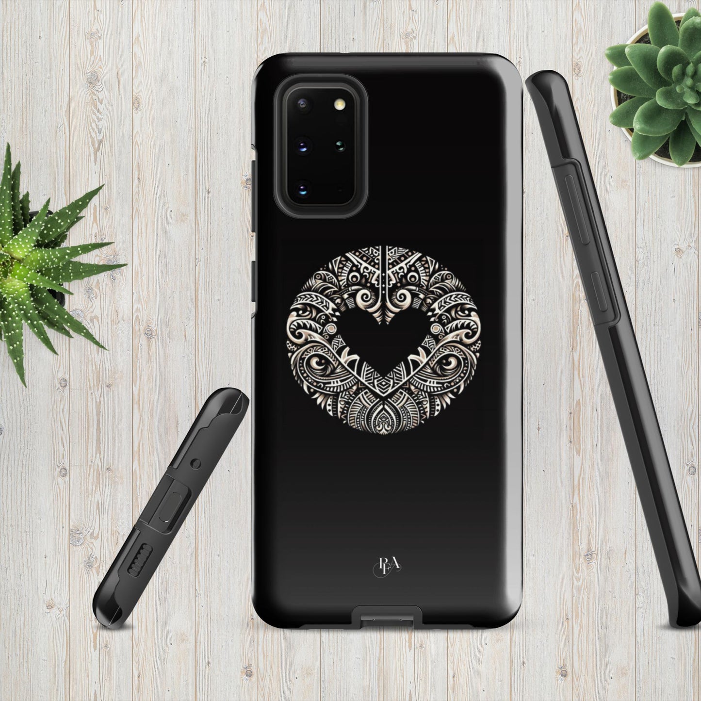 Black Heart- Shaped Poly-designed Tough case for Samsung®