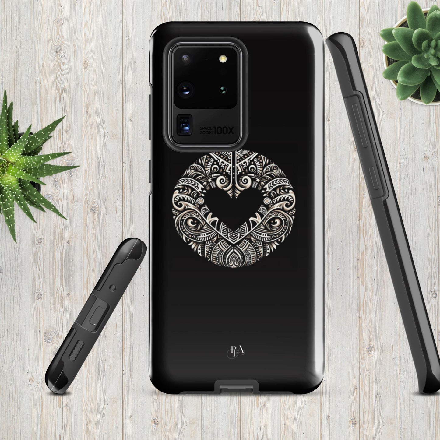 Black Heart- Shaped Poly-designed Tough case for Samsung®