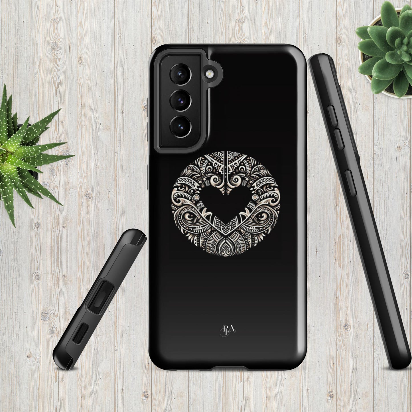 Black Heart- Shaped Poly-designed Tough case for Samsung®