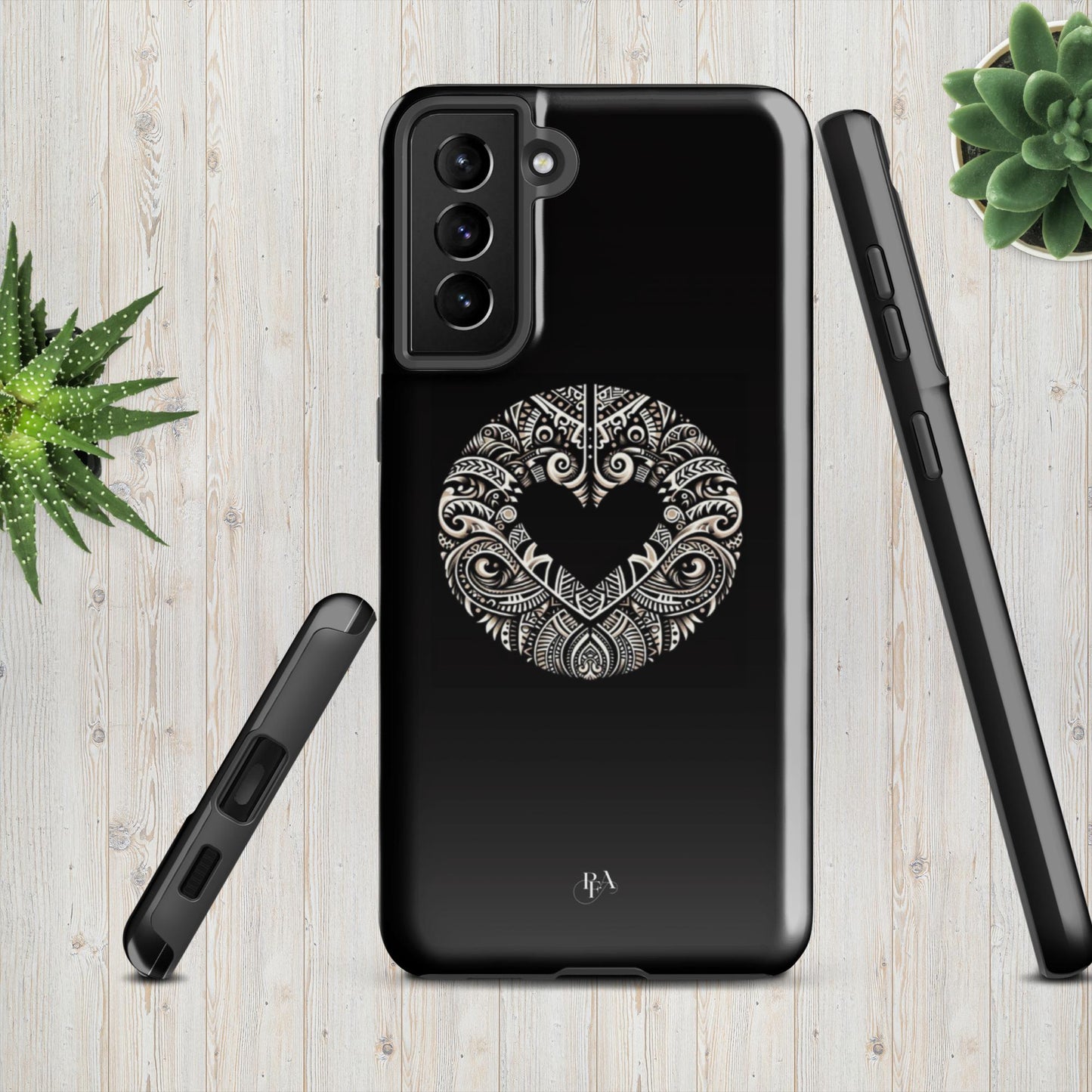 Black Heart- Shaped Poly-designed Tough case for Samsung®