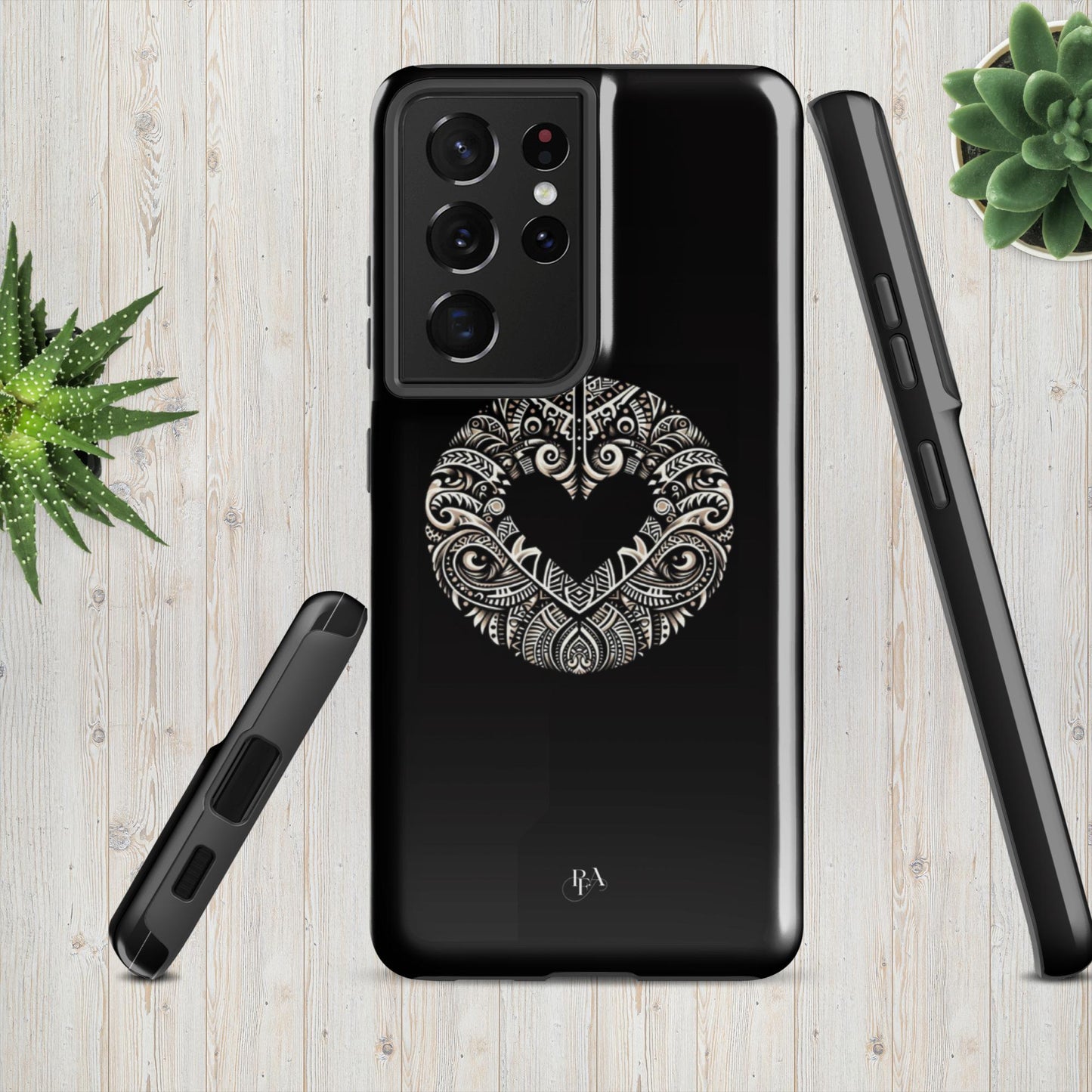 Black Heart- Shaped Poly-designed Tough case for Samsung®