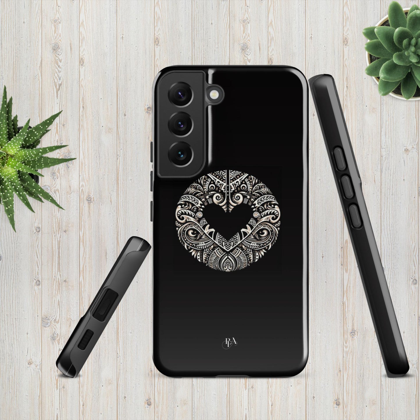 Black Heart- Shaped Poly-designed Tough case for Samsung®