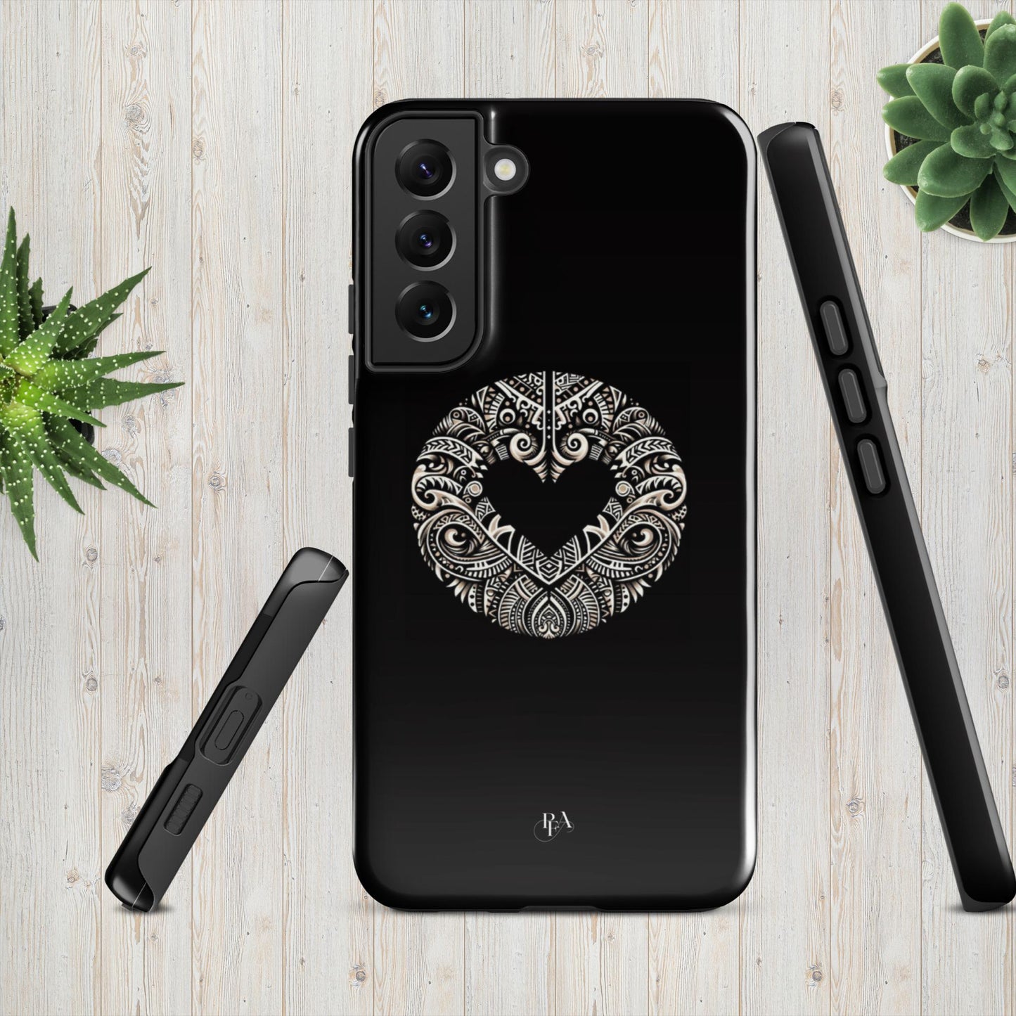 Black Heart- Shaped Poly-designed Tough case for Samsung®