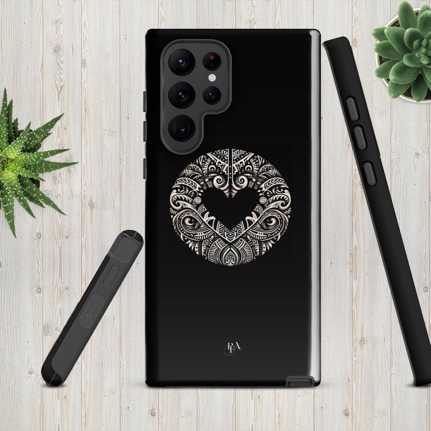 Black Heart- Shaped Poly-designed Tough case for Samsung®