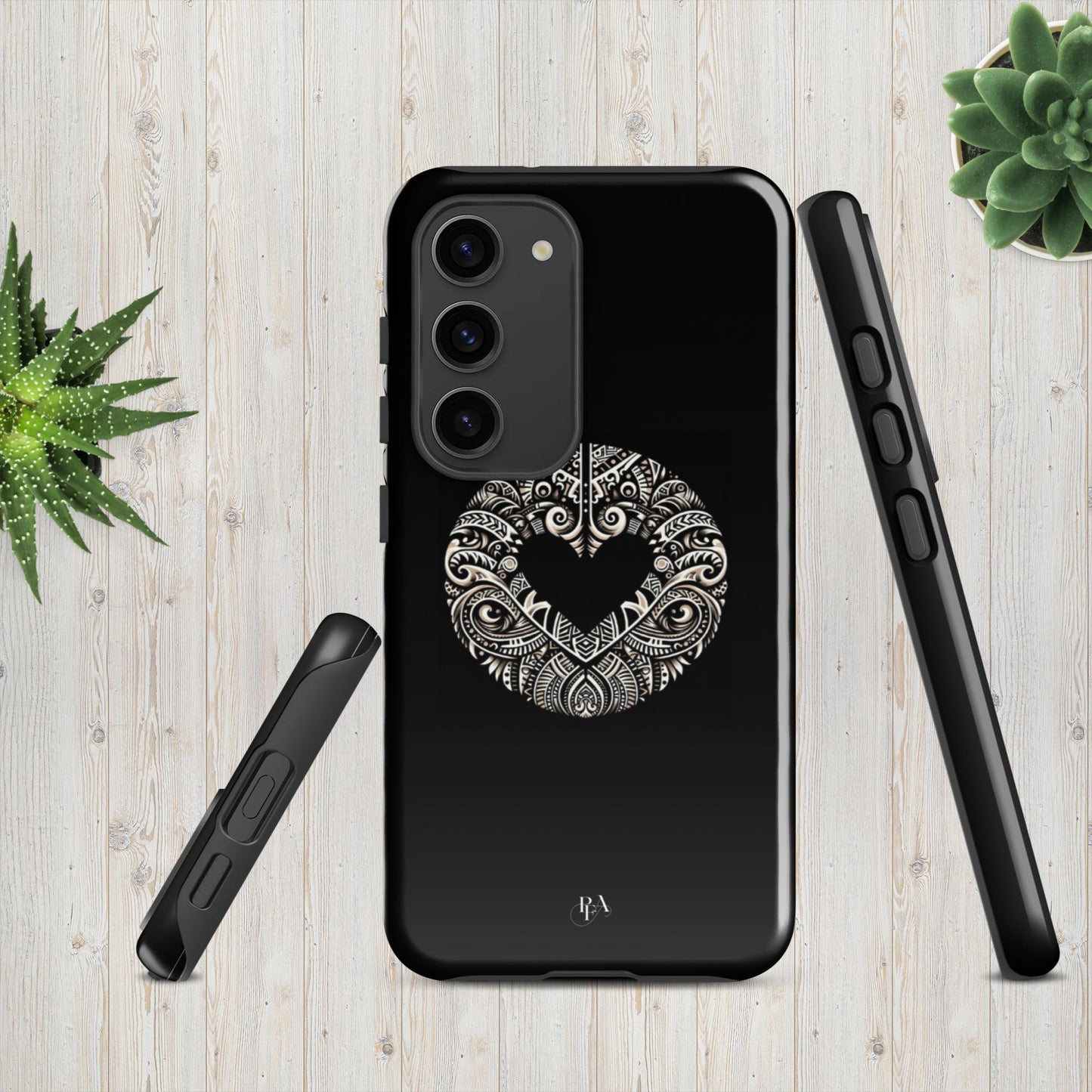 Black Heart- Shaped Poly-designed Tough case for Samsung®