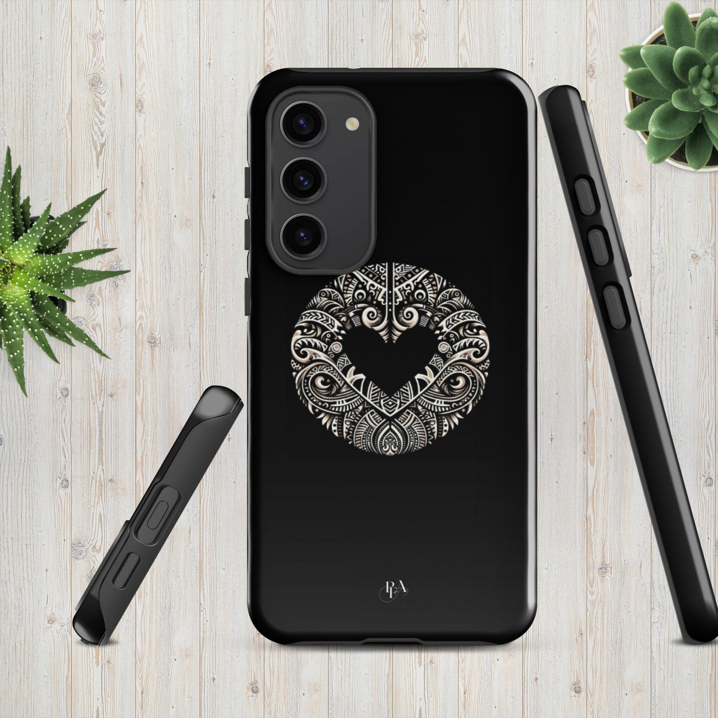 Black Heart- Shaped Poly-designed Tough case for Samsung®