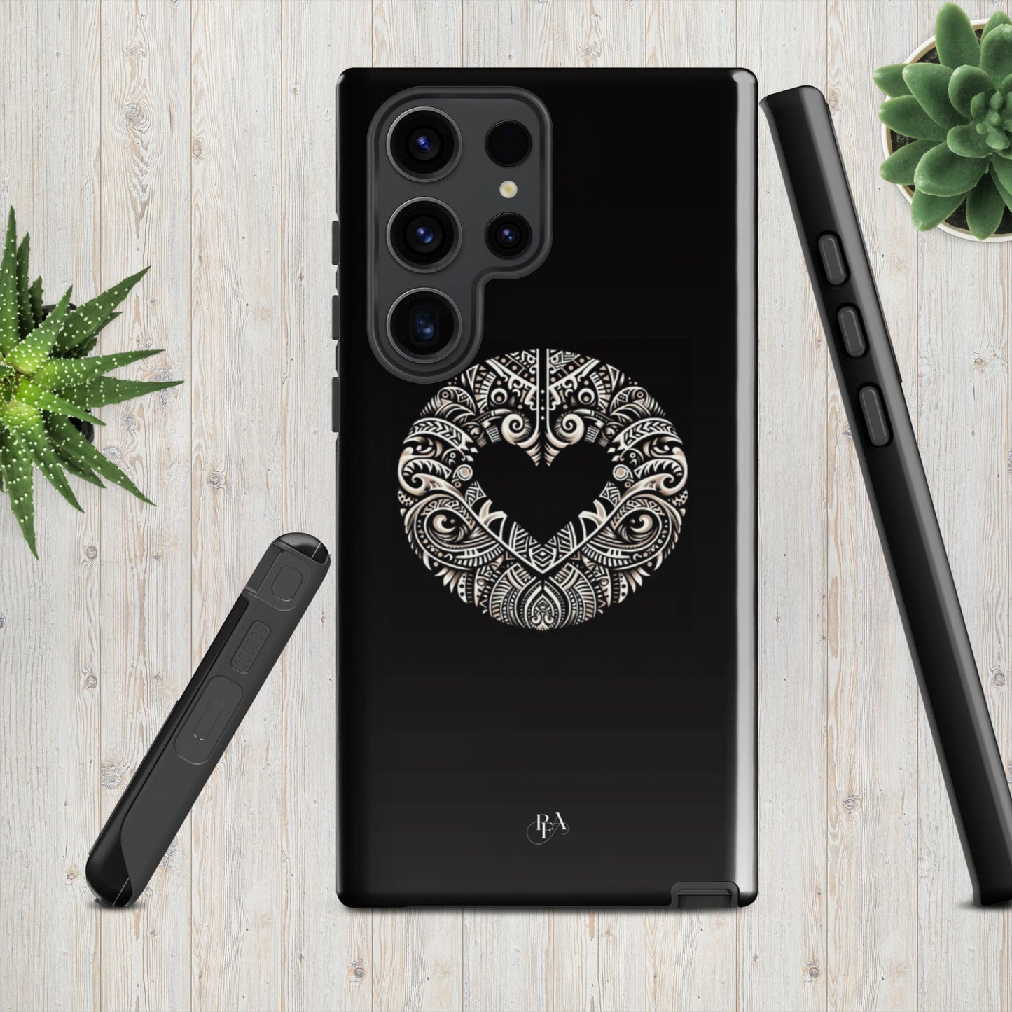 Black Heart- Shaped Poly-designed Tough case for Samsung®