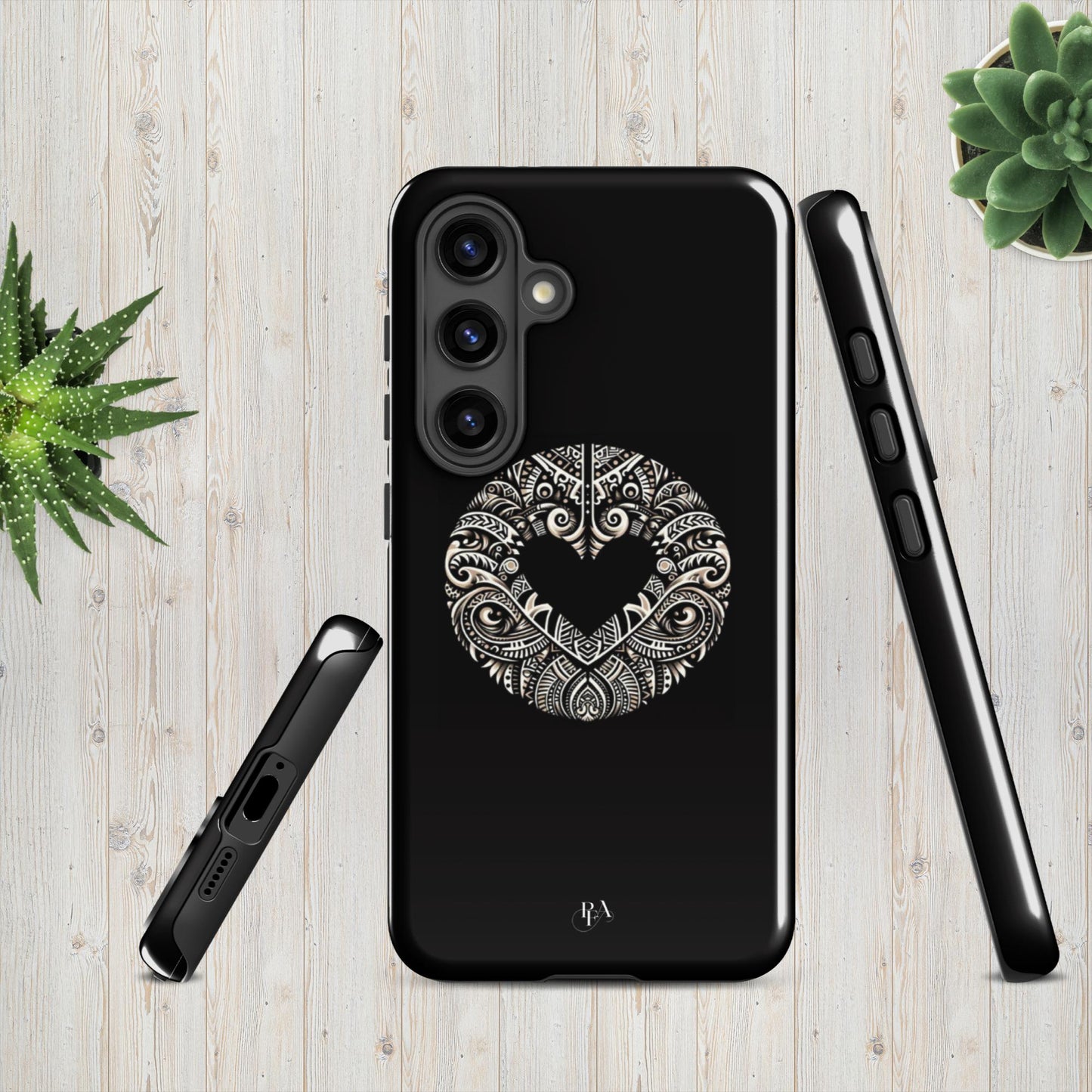 Black Heart- Shaped Poly-designed Tough case for Samsung®