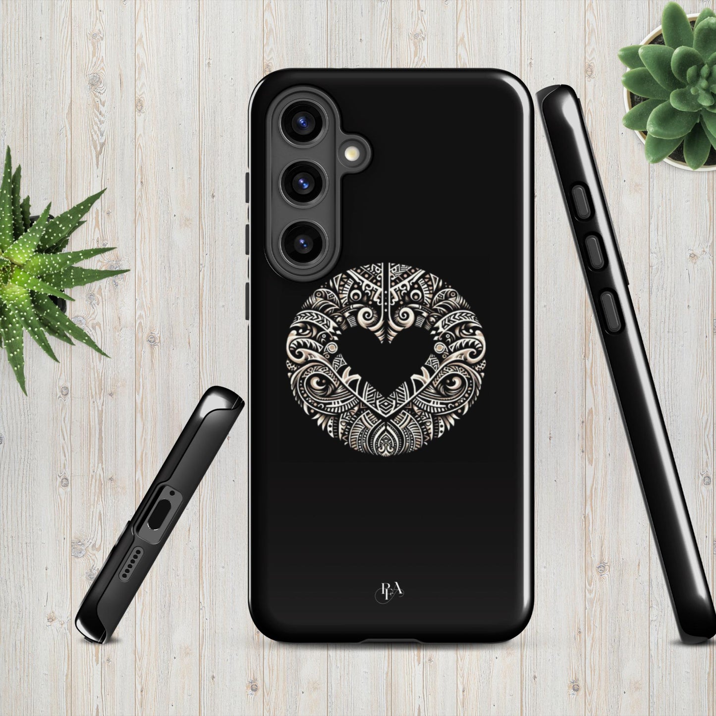 Black Heart- Shaped Poly-designed Tough case for Samsung®