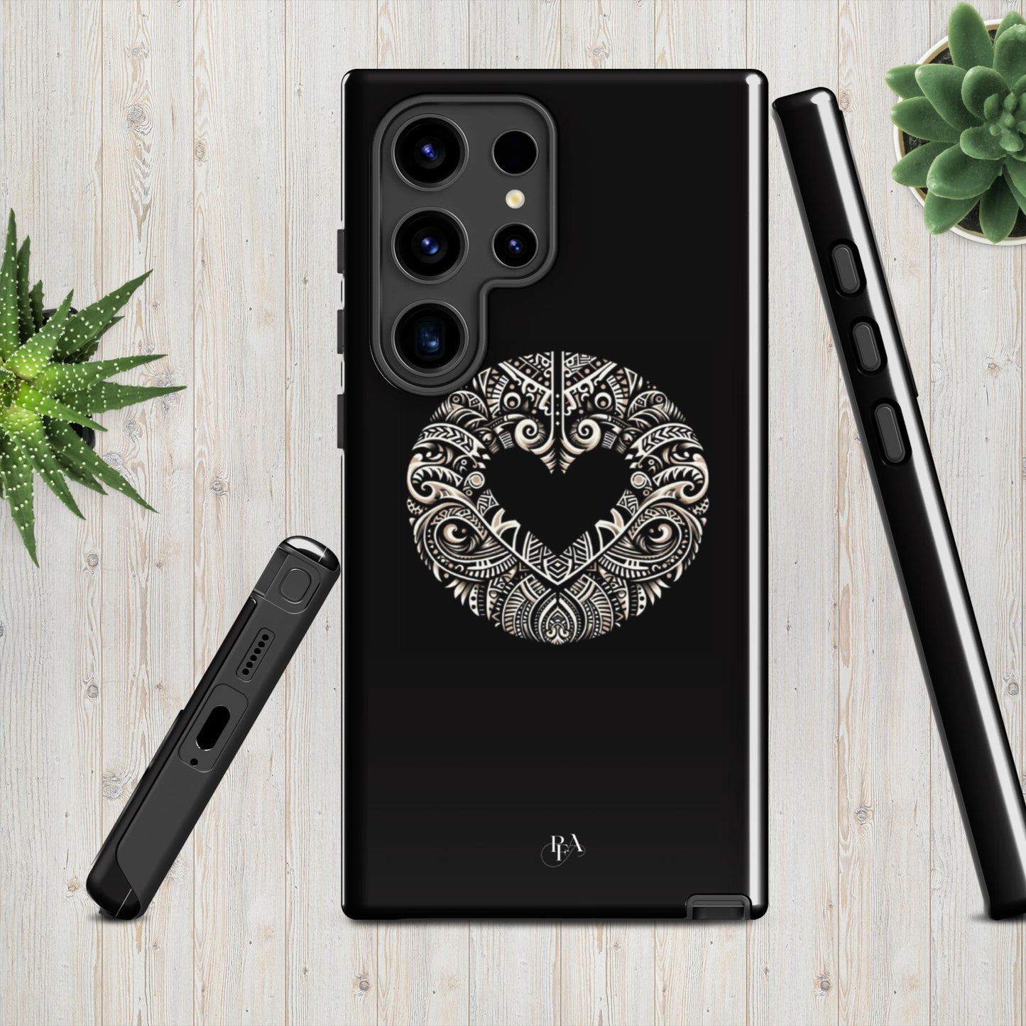 Black Heart- Shaped Poly-designed Tough case for Samsung®