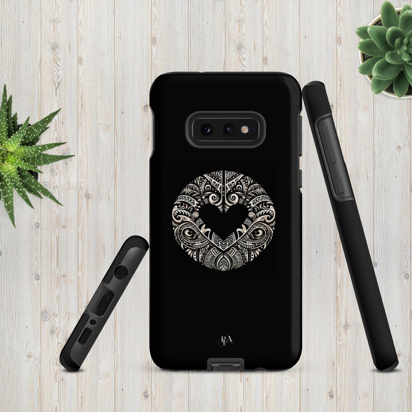 Black Heart- Shaped Poly-designed Tough case for Samsung®