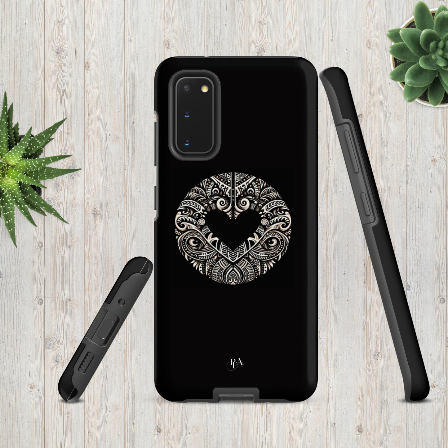 Black Heart- Shaped Poly-designed Tough case for Samsung®