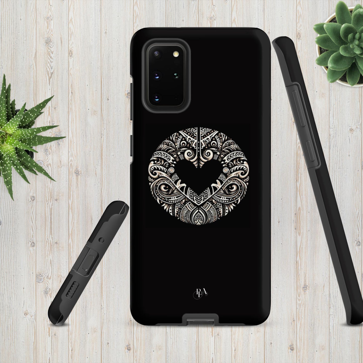 Black Heart- Shaped Poly-designed Tough case for Samsung®