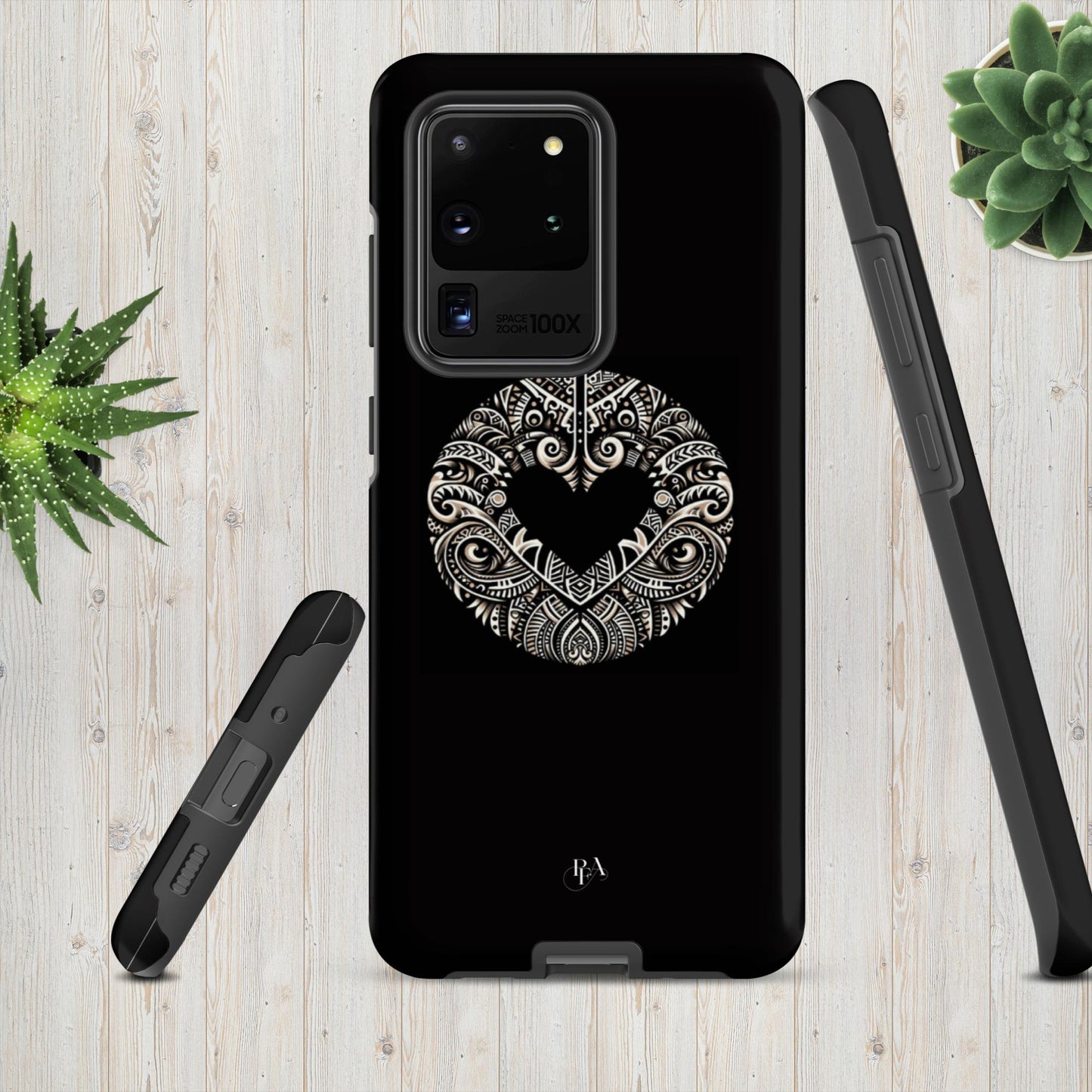 Black Heart- Shaped Poly-designed Tough case for Samsung®