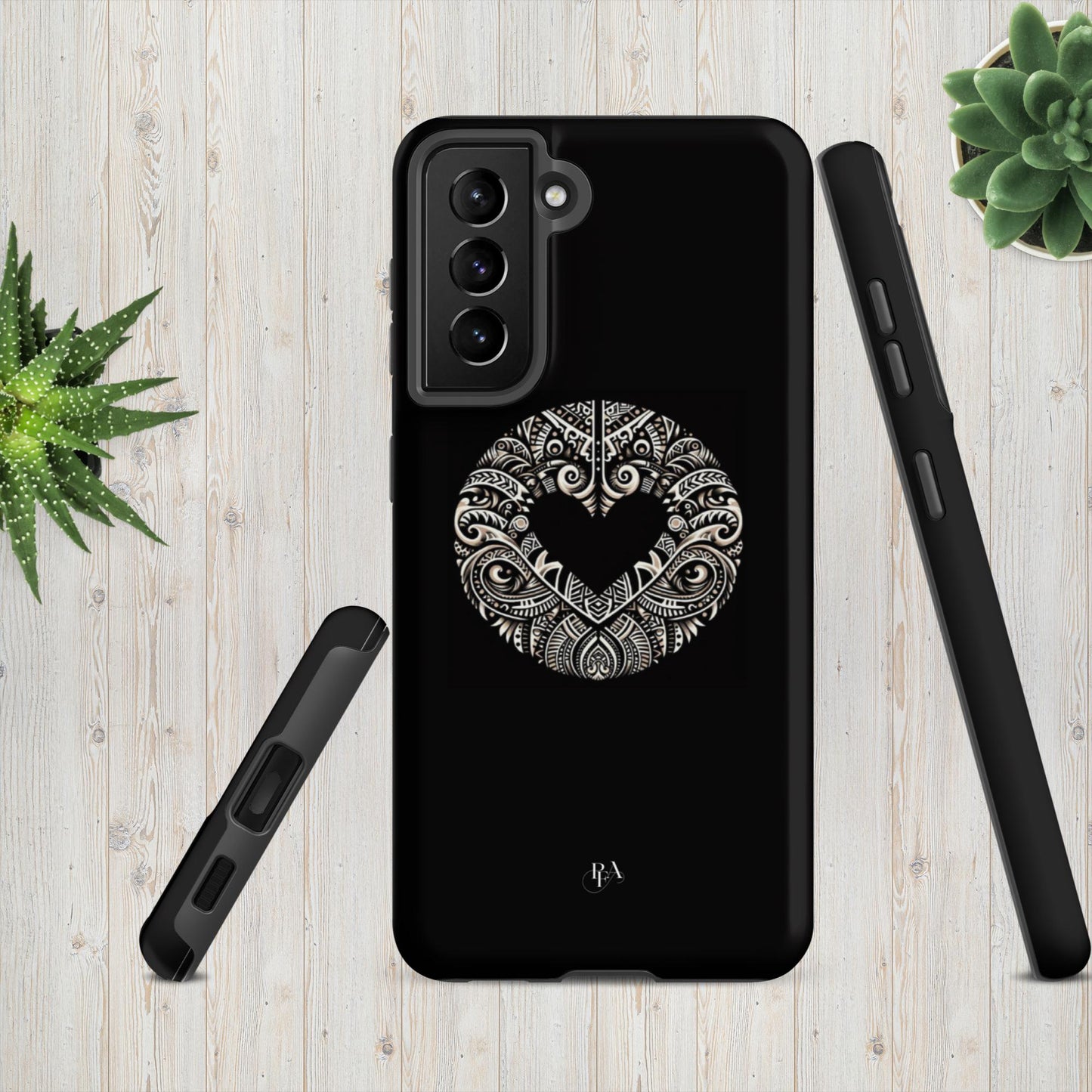 Black Heart- Shaped Poly-designed Tough case for Samsung®