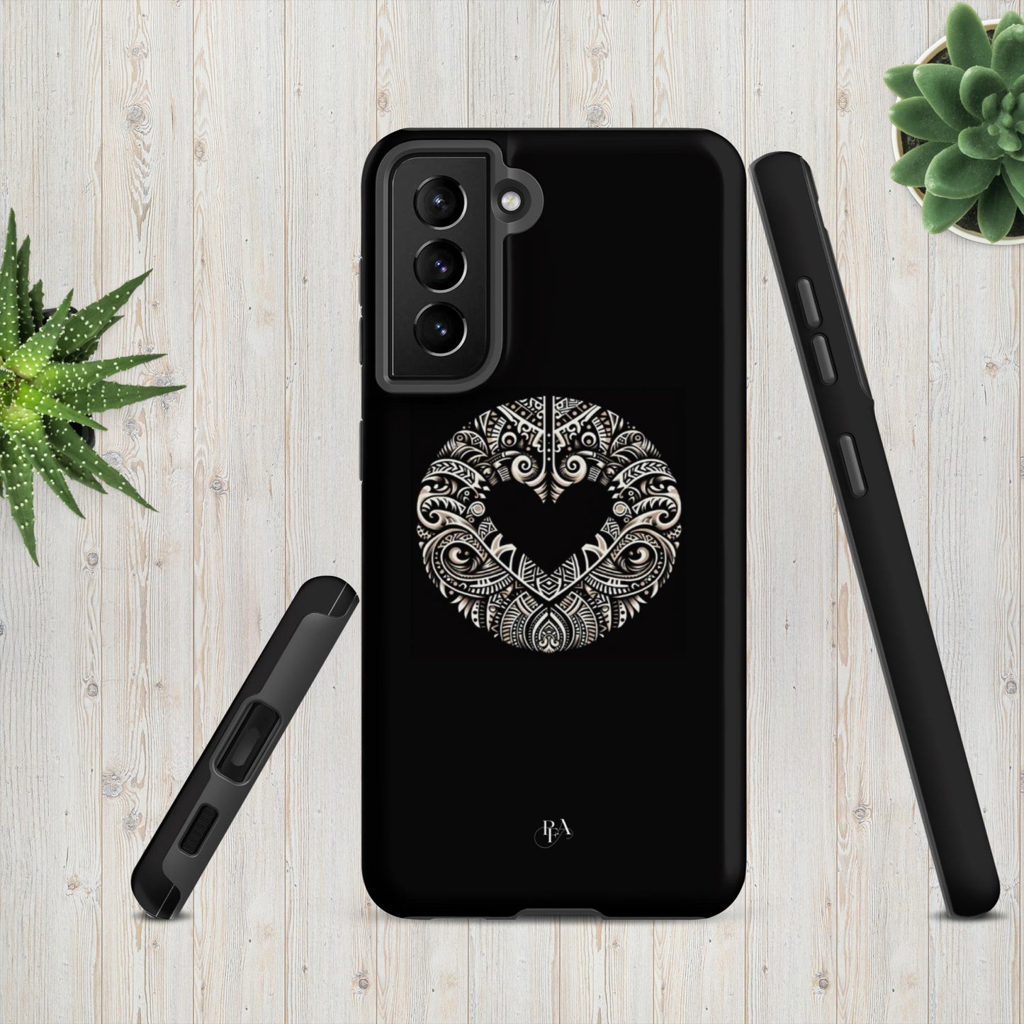 Black Heart- Shaped Poly-designed Tough case for Samsung®