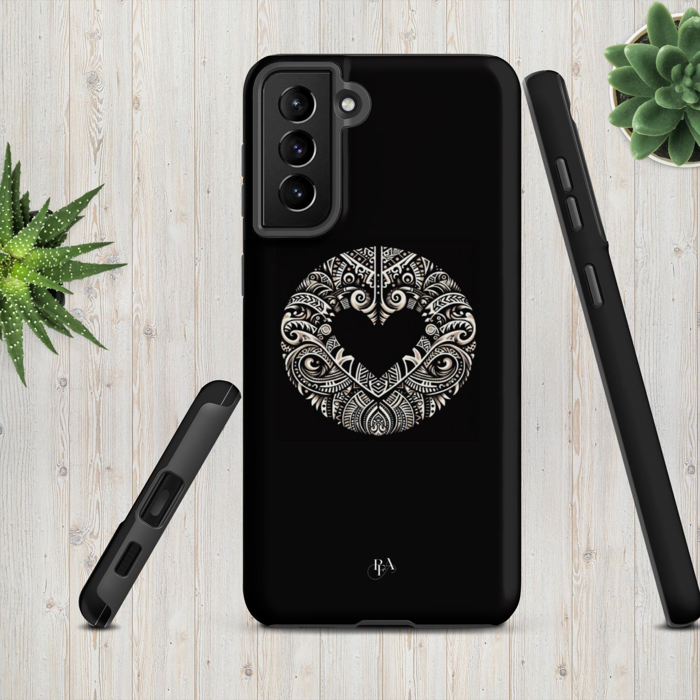 Black Heart- Shaped Poly-designed Tough case for Samsung®