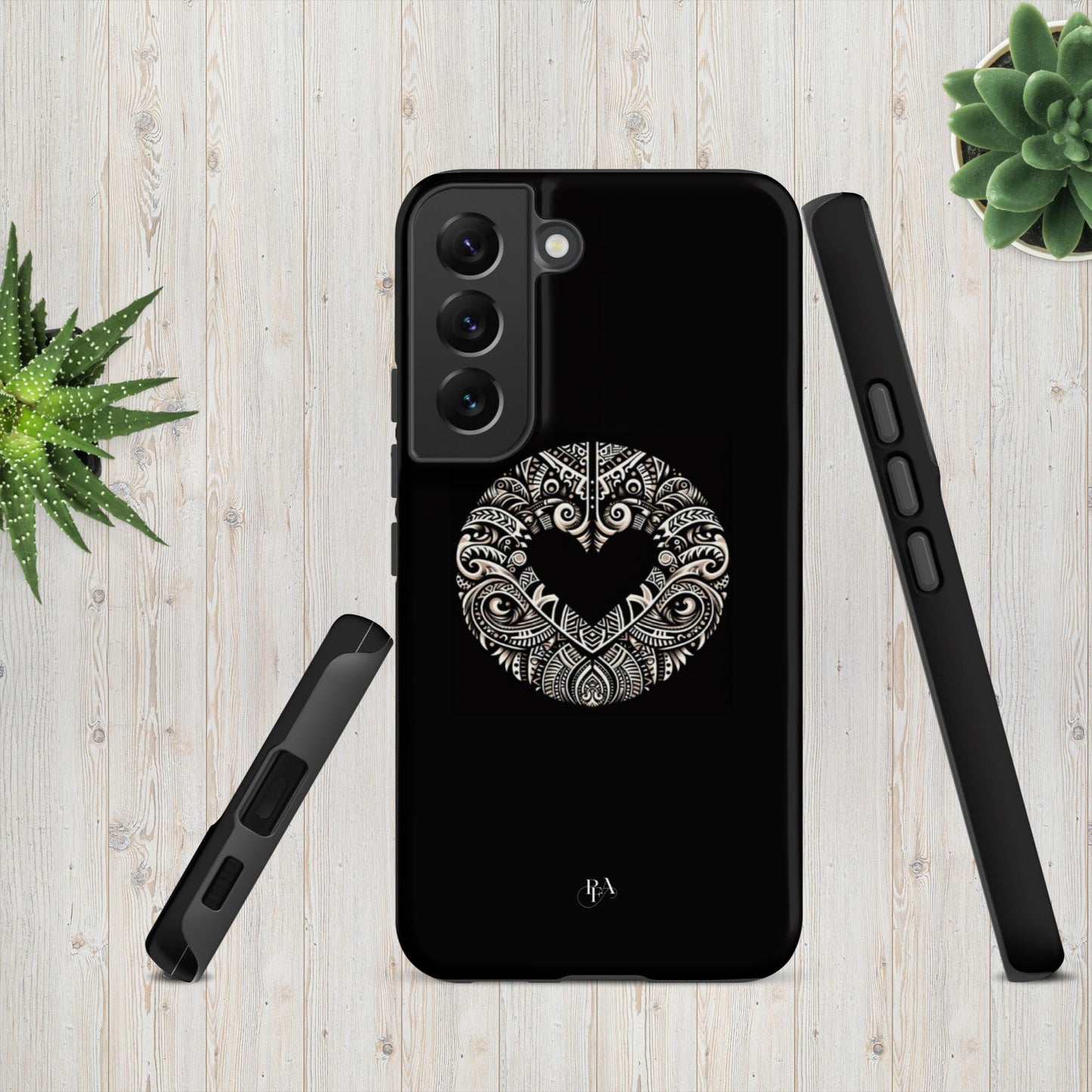 Black Heart- Shaped Poly-designed Tough case for Samsung®