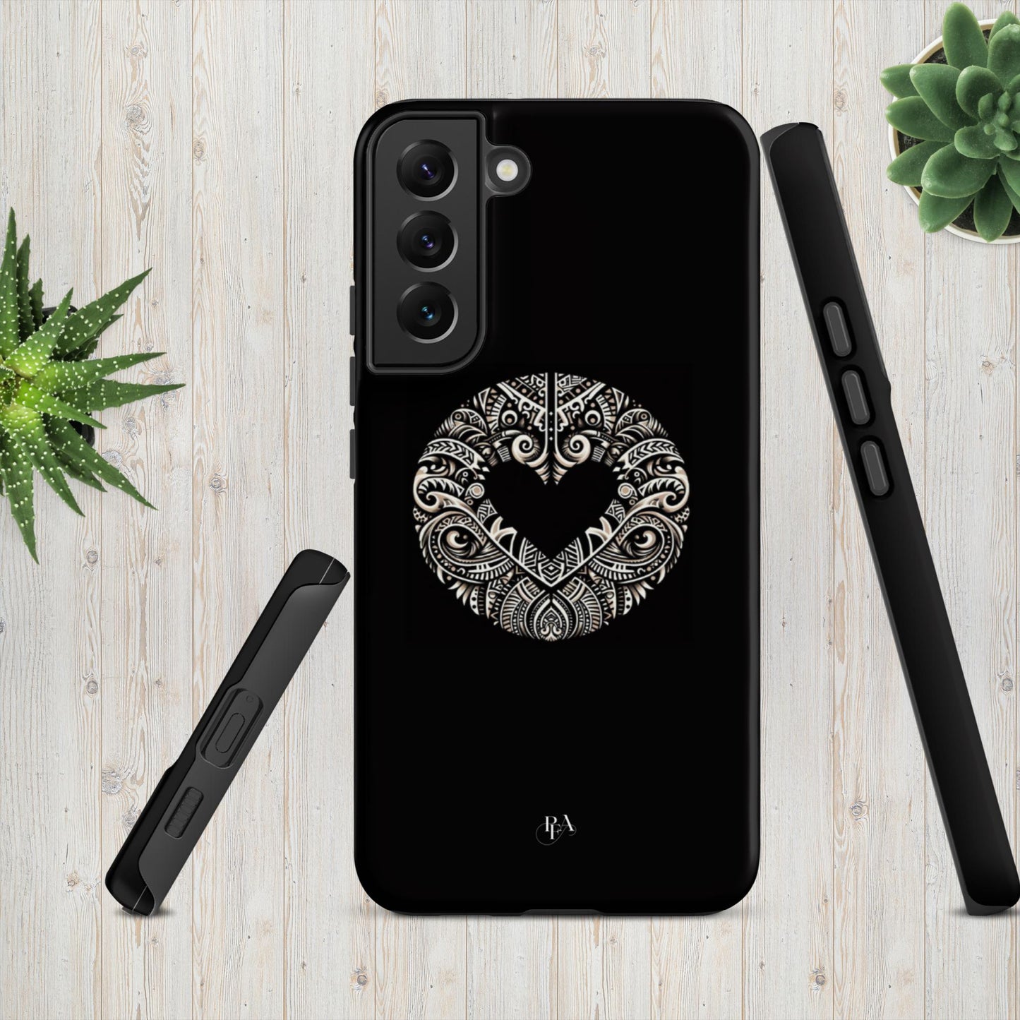 Black Heart- Shaped Poly-designed Tough case for Samsung®