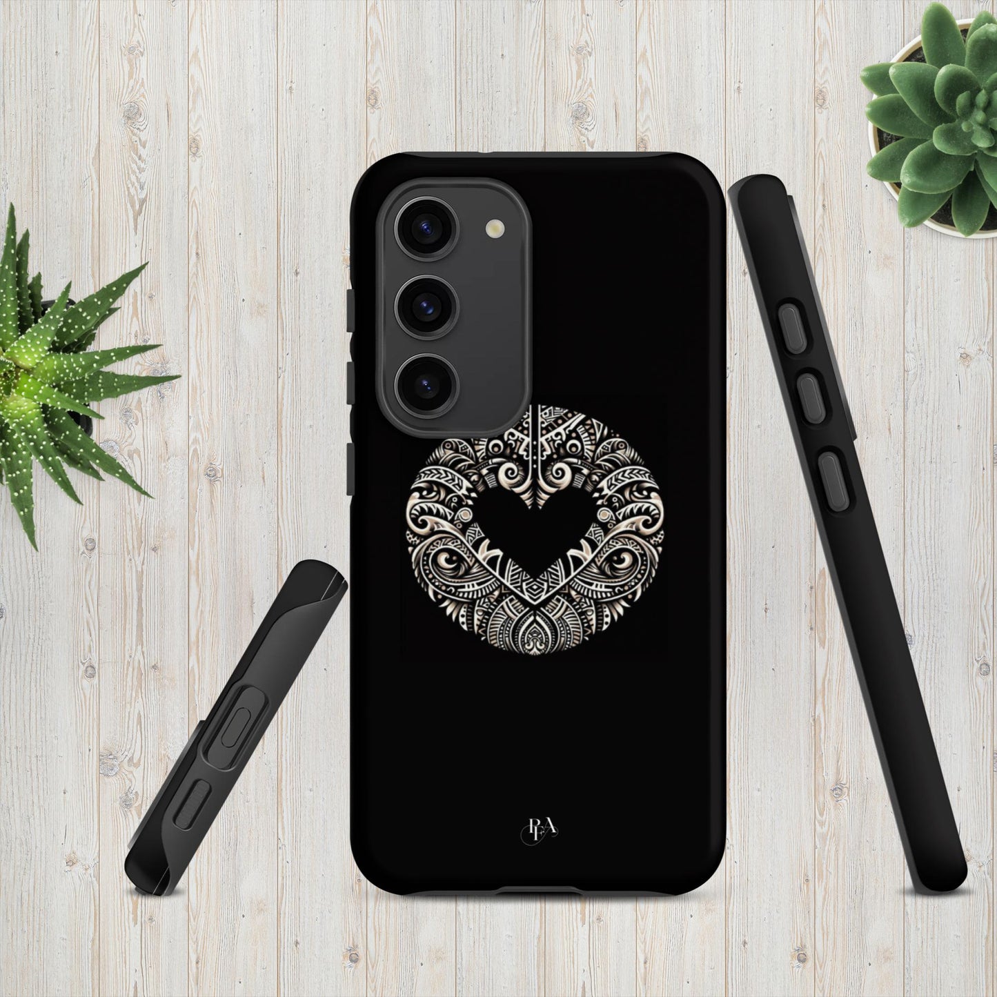 Black Heart- Shaped Poly-designed Tough case for Samsung®